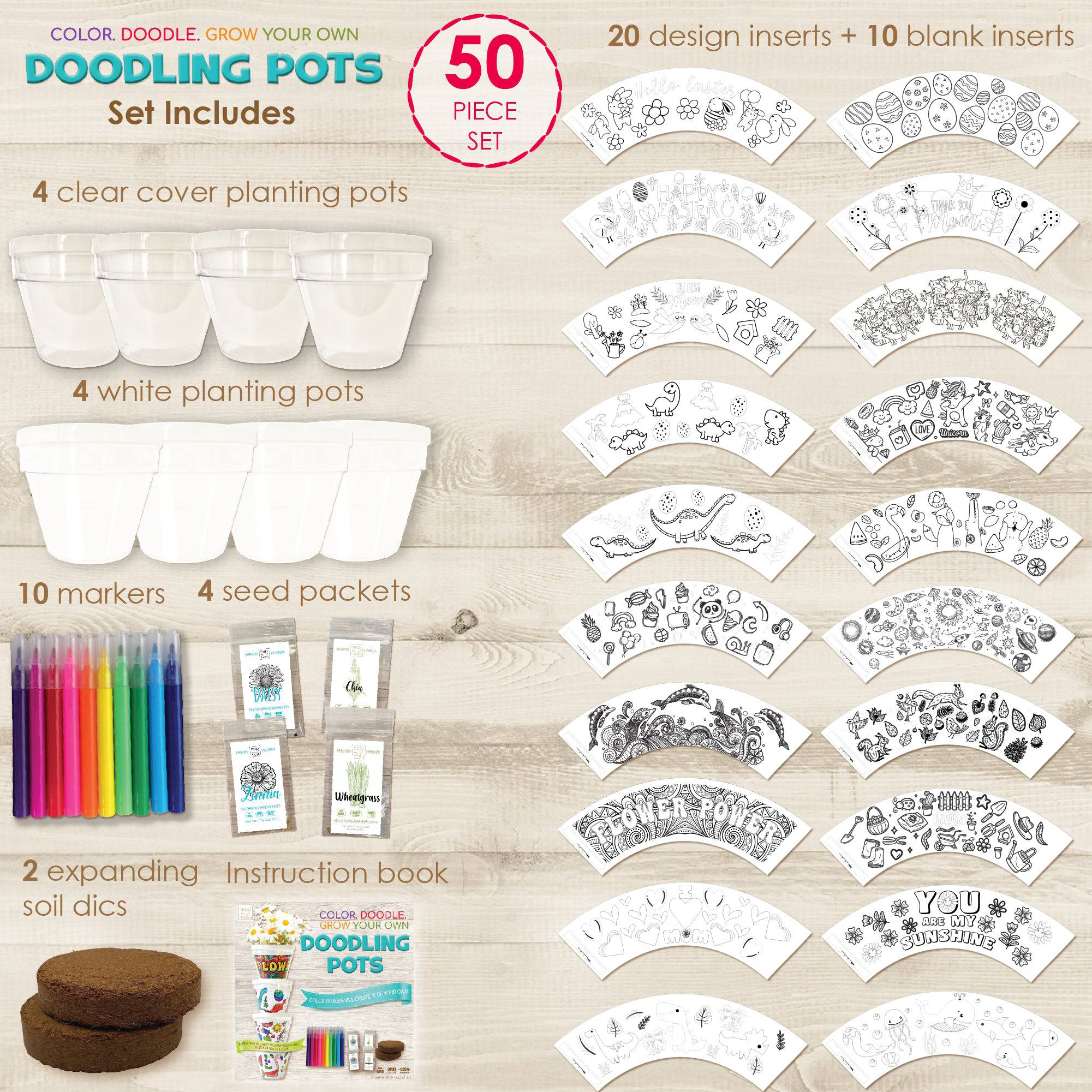 Doodling Pots Flower Garden Growing - Craft Kit - Hapinest