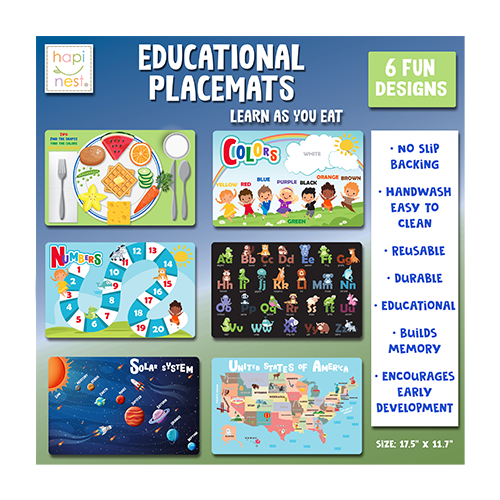 Reusable Educational Placemats (6 Pieces)