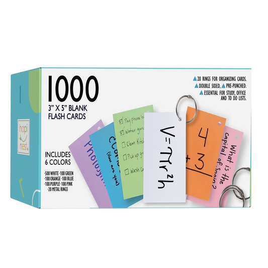 Blank Flash Cards - 3" x 5" (1000 pieces)