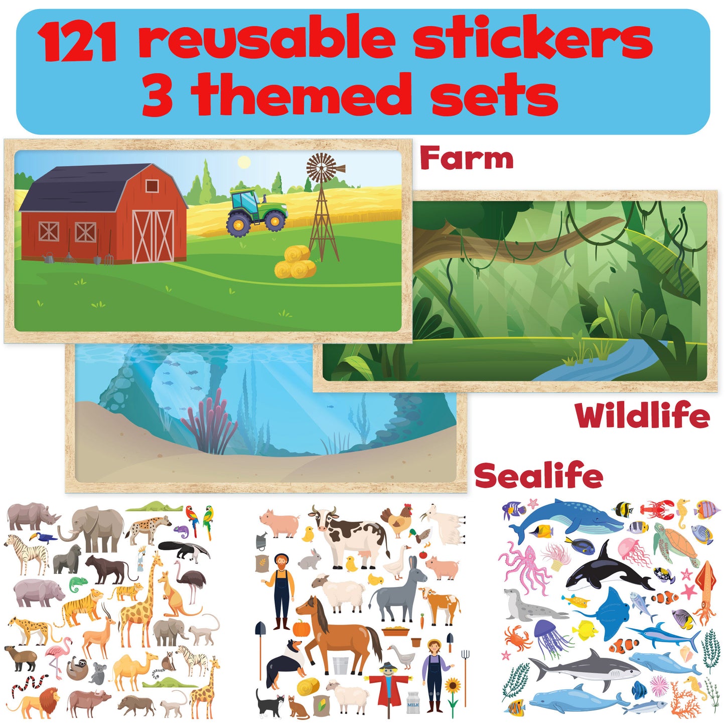 Puffy Sticker Activity Book - Wildlife, Farm & Sealife