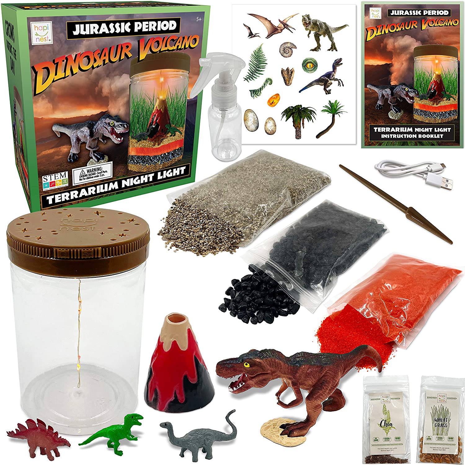 Dinosaur Terrarium Kit with Light-up Volcano - Hapinest