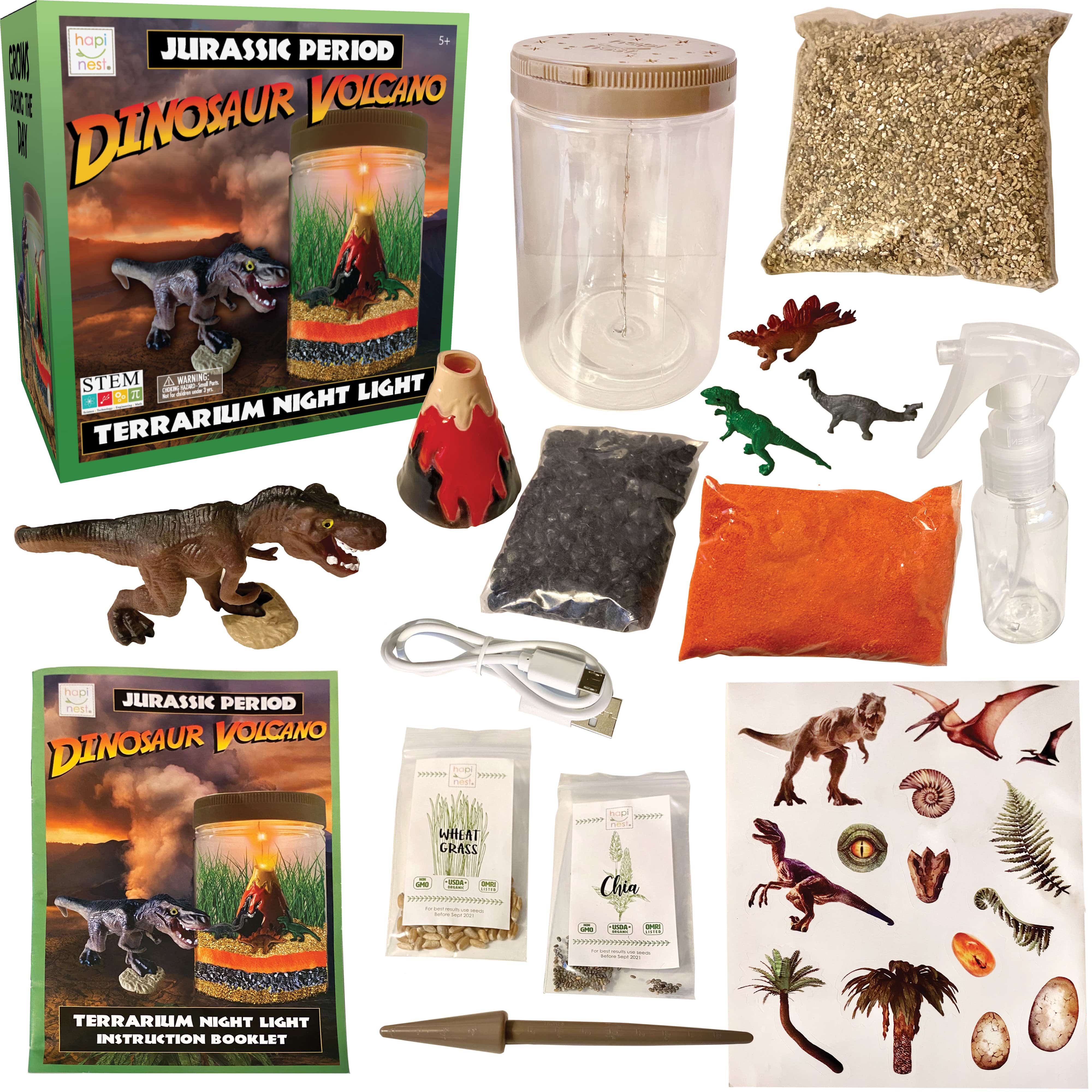 Dinosaur Terrarium Kit with Light-up Volcano - Hapinest