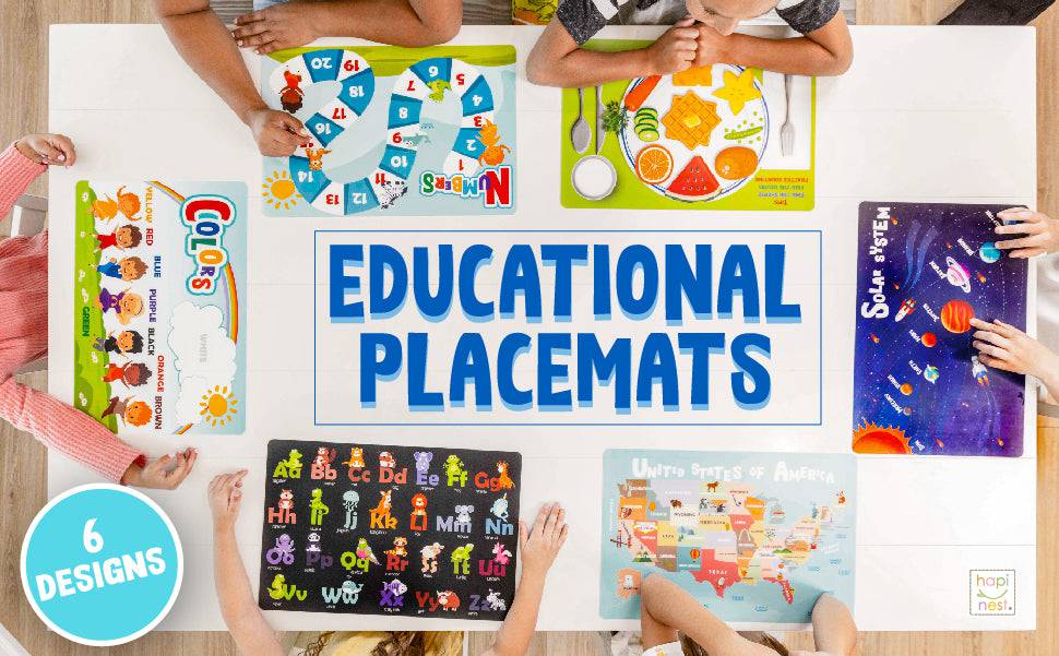 Reusable Educational Placemats (6 Pieces) - Hapinest