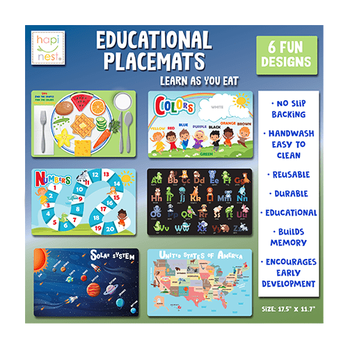 Reusable Educational Placemats (6 Pieces) - Hapinest