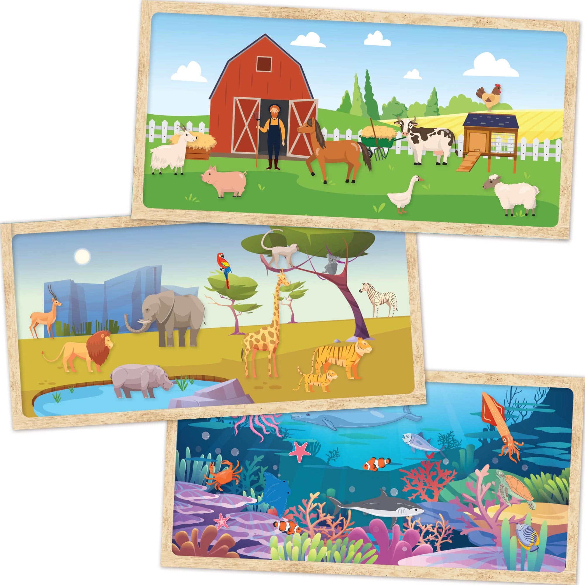 Puffy Sticker Activity Book - Wildlife, Farm & Sealife - Hapinest