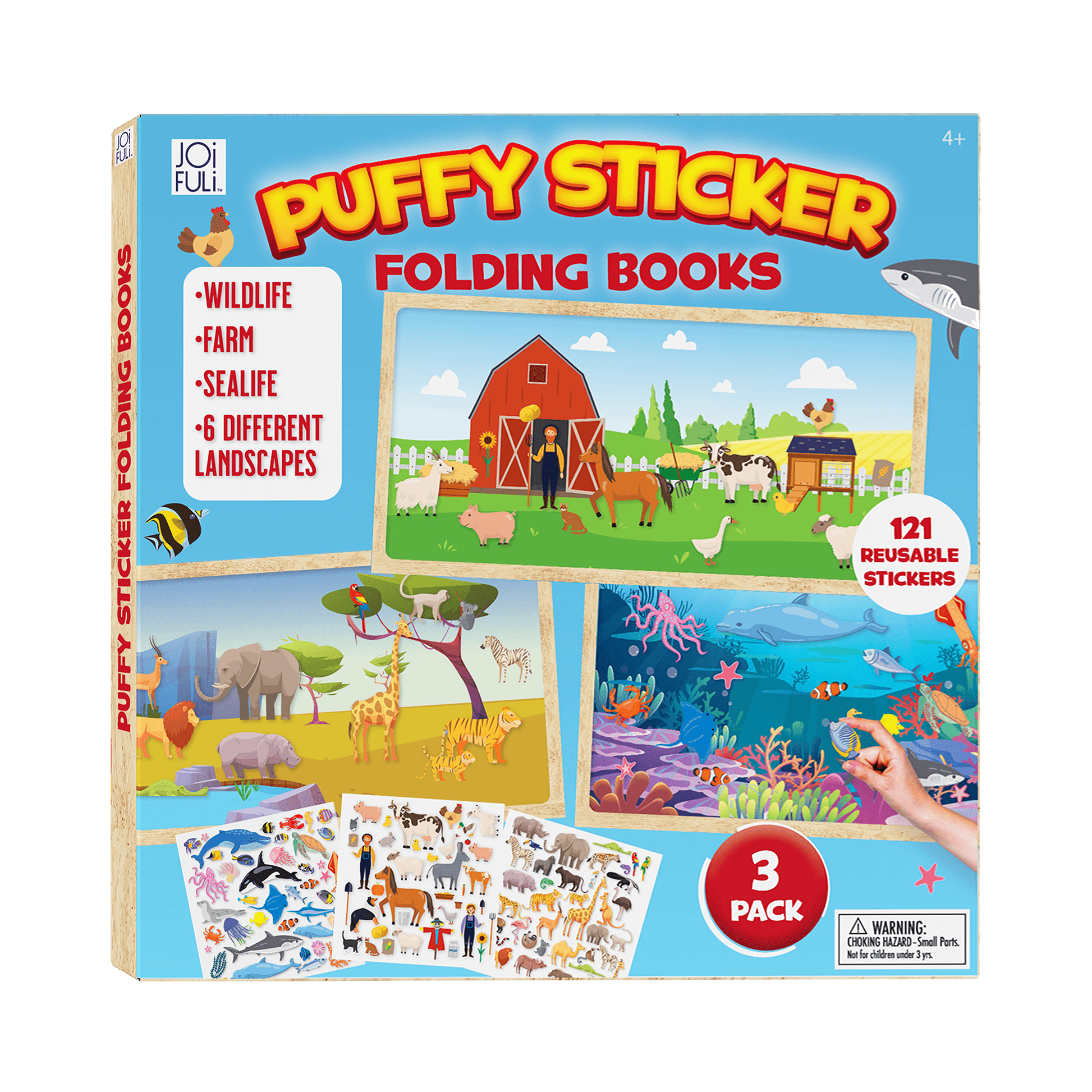 Puffy Sticker Activity Book - Wildlife, Farm & Sealife - Hapinest