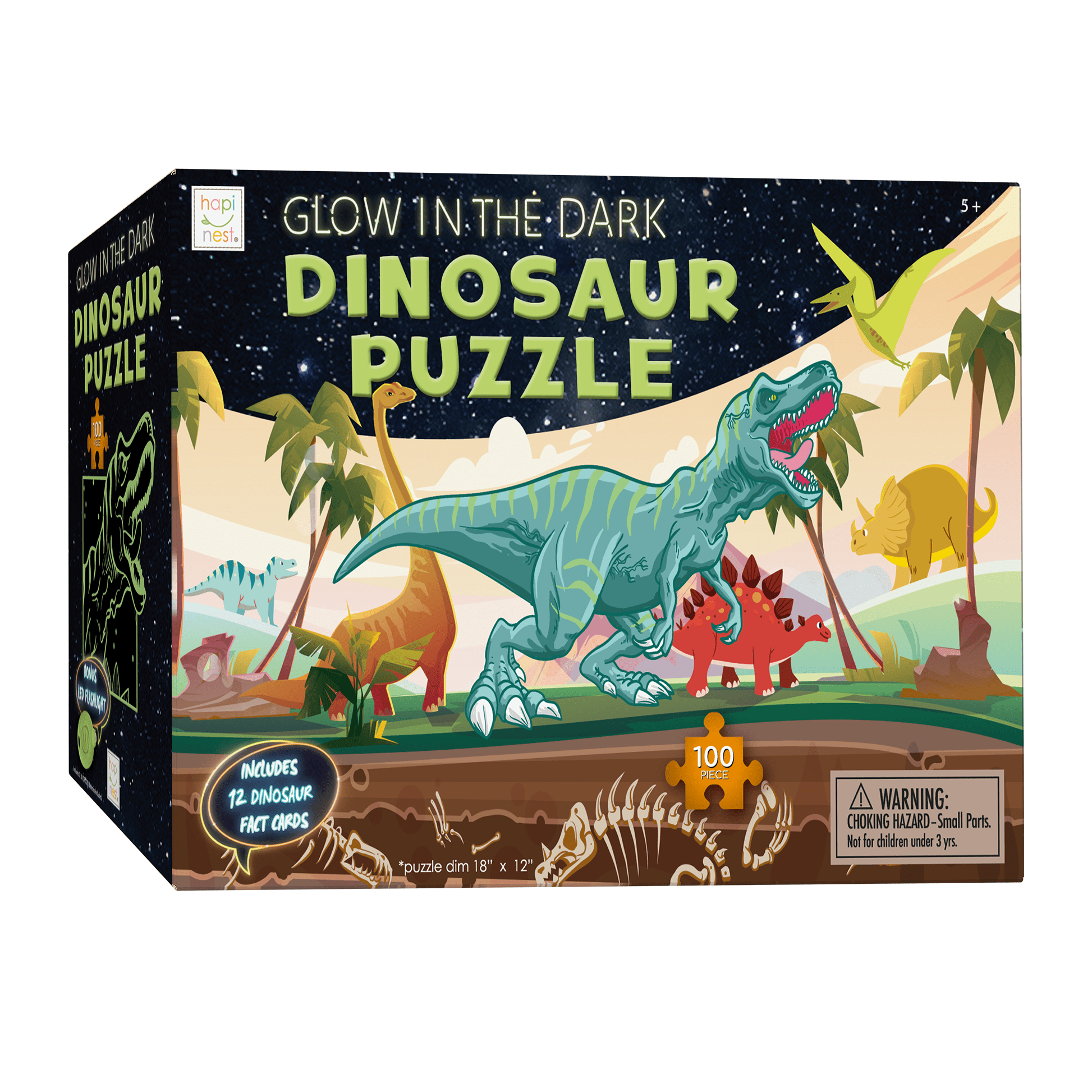 Glow in the Dark - Dinosaur Jigsaw Puzzle (100 Pieces) - Hapinest