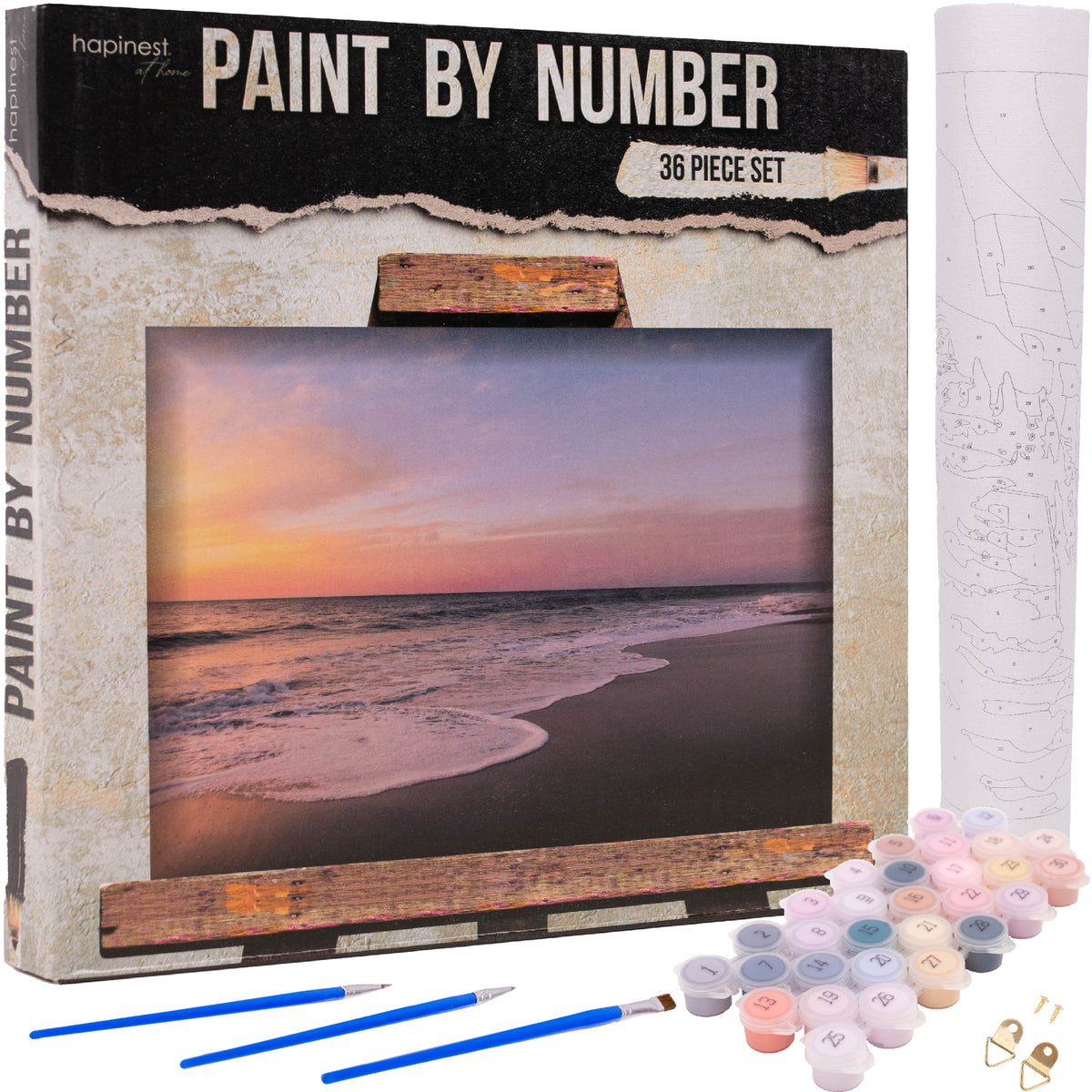 MXCFZX Landscape Paint by Numbers for Adults - DIY Adult Paint by Number Kits Pack on Canvas Sunset Beach Painting by Numbers for Beginners,Acrylic