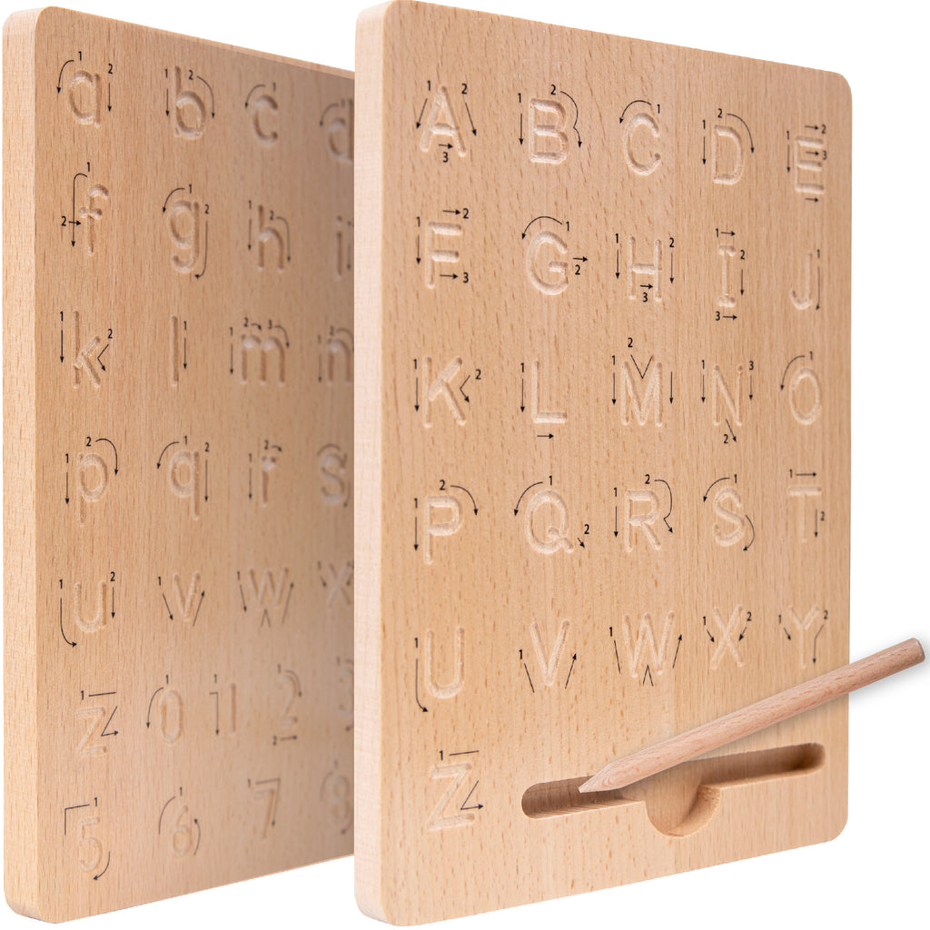 Wooden Alphabet and Number Tracing Board – Hapinest