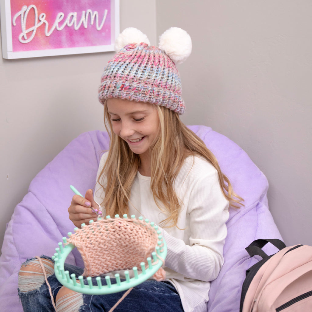 Creativity for Kids Quick Knit Loom Kit - Knitting Kit for Kids, Make Your  Own Pom Pom Hat And Accessories, Knitting Loom Crafts for Kids