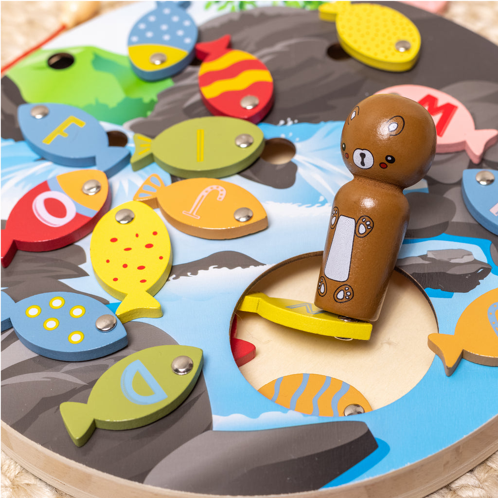 Uping Wooden Fishing Game 2 in 1 Magnetic Montessori Educational Toy Bee  Magnetic Fishing Game for Kids 3 Years Old Up Party Play Game Christmas