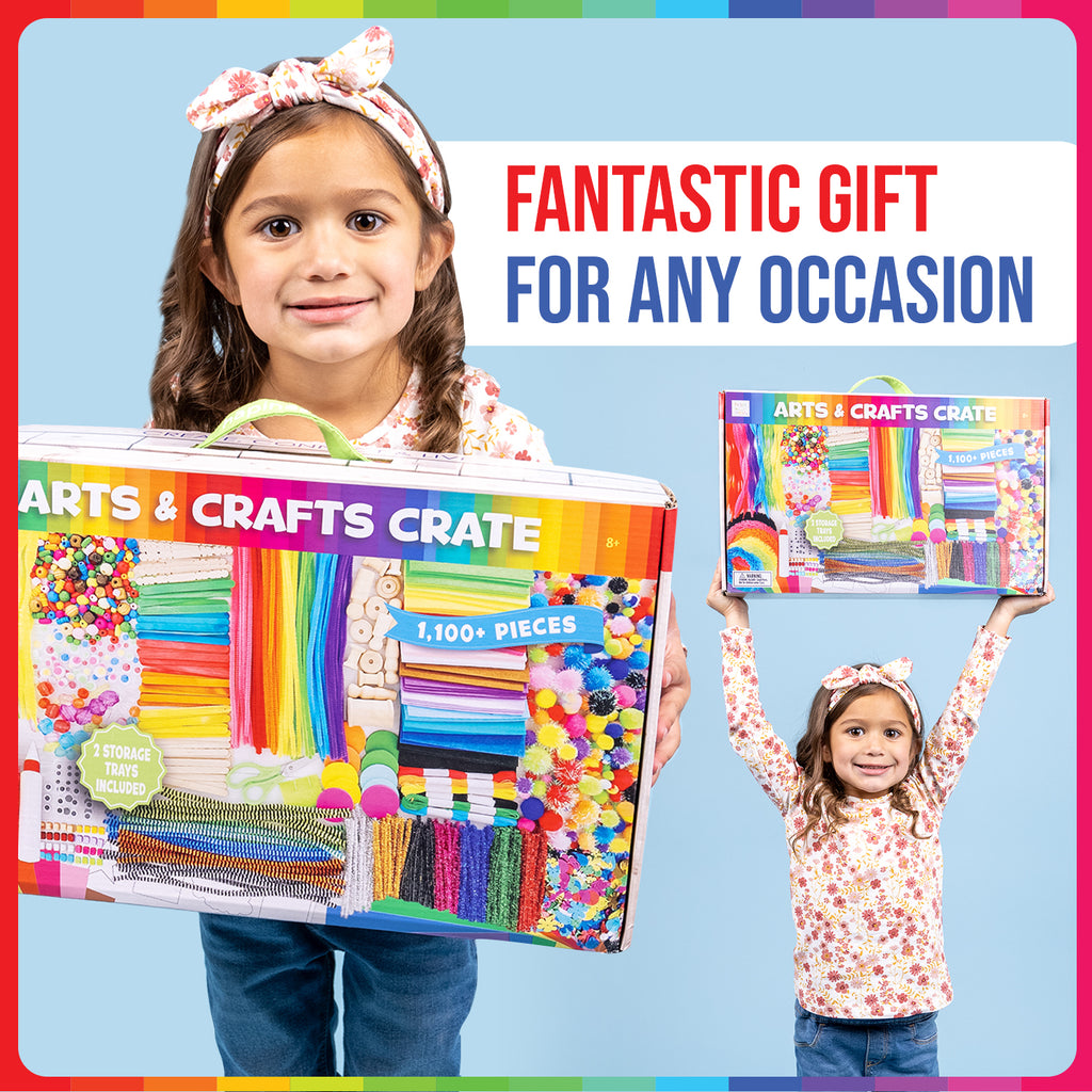 Hapinest Arts and Crafts Crate Kit 1100+ Pieces Bulk Crafting